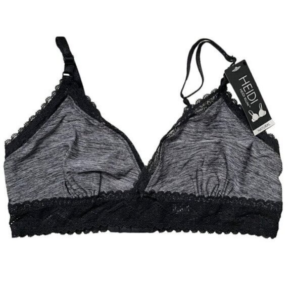 FREE Heidi by Heidi Klum Marl With Lace Soft Cup Bra Natural Lift Black Gray L - Picture 3 of 7